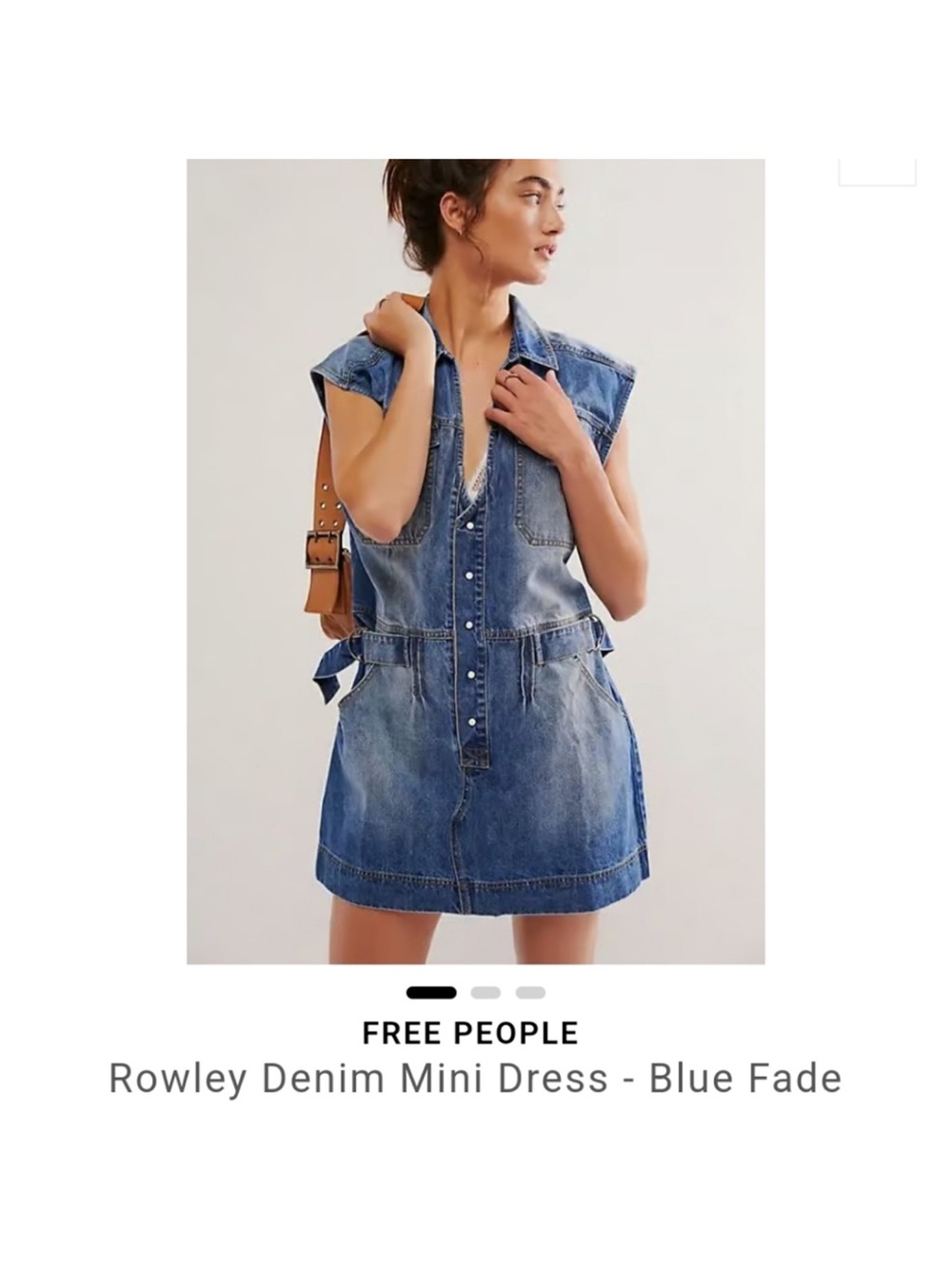 NWT FREE PEOPLE Rowley Denim Mini Dress Color Blue Fade Indigo Size S